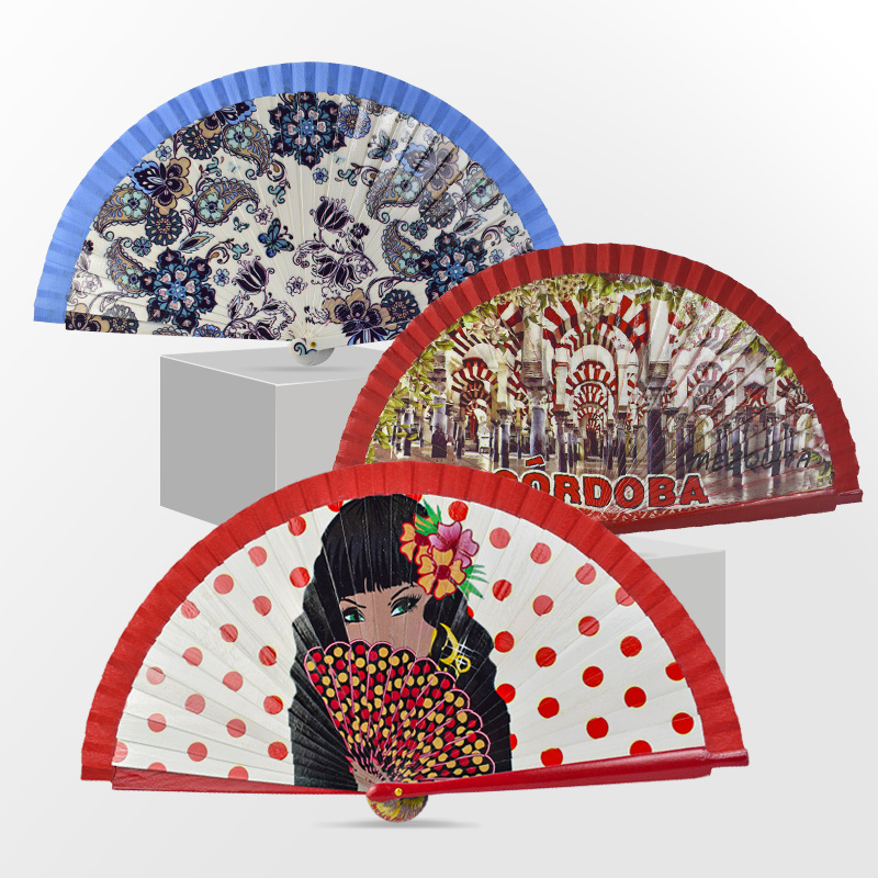 Best Design Spanish Personalized Wedding Hand Fan Foldable Hand Held Fan Wooden Fan Wood Stick for Party Gifts