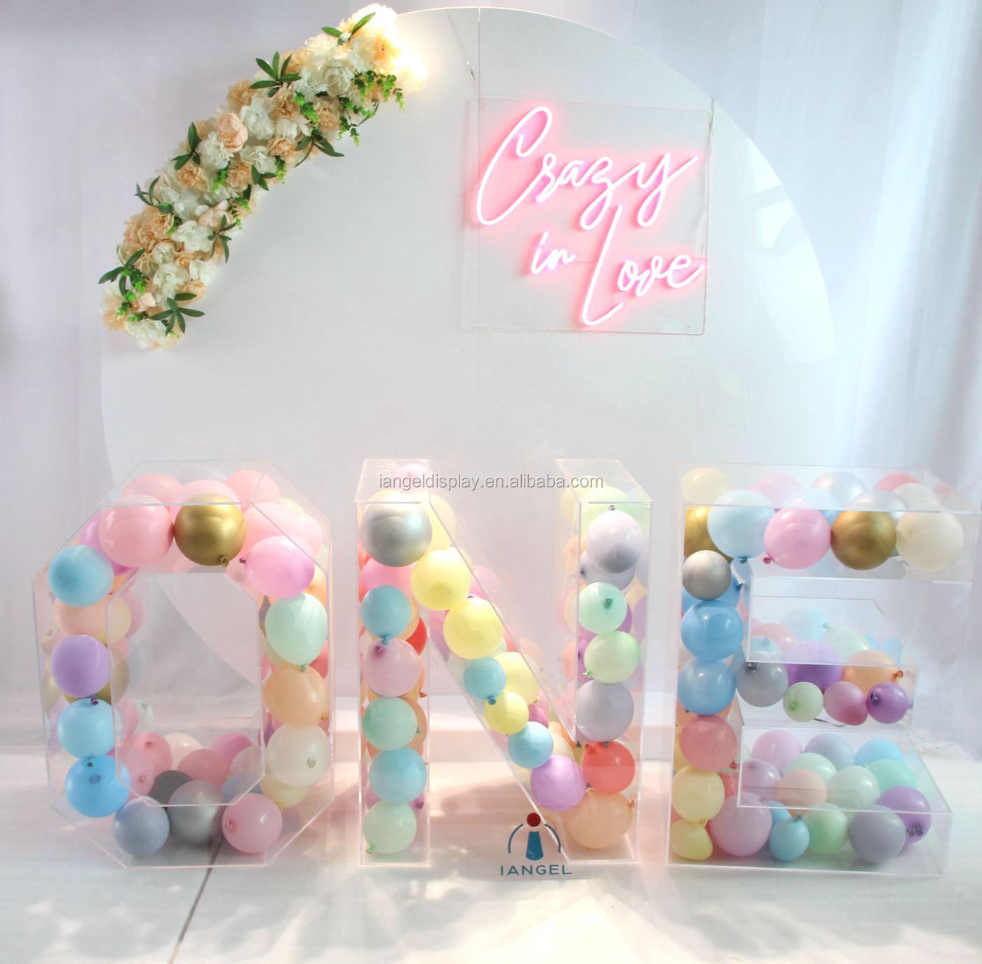 Iangel Custom size acrylic hollow balloon for wedding or party, acrylic letter 3D, clear acrylic letter