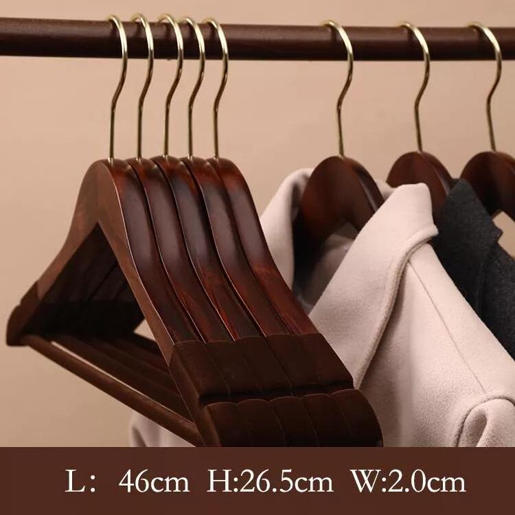 Manufacturer customized luxury suit jacket  wooden hanger with widen velvet shoulder