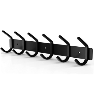 IANGO Wholesale Stainless Steel 304 Hangers Rack Metal Ceiling Coat Rack 6 hooks Wall Mounted Rack for Home Kitchen Organization