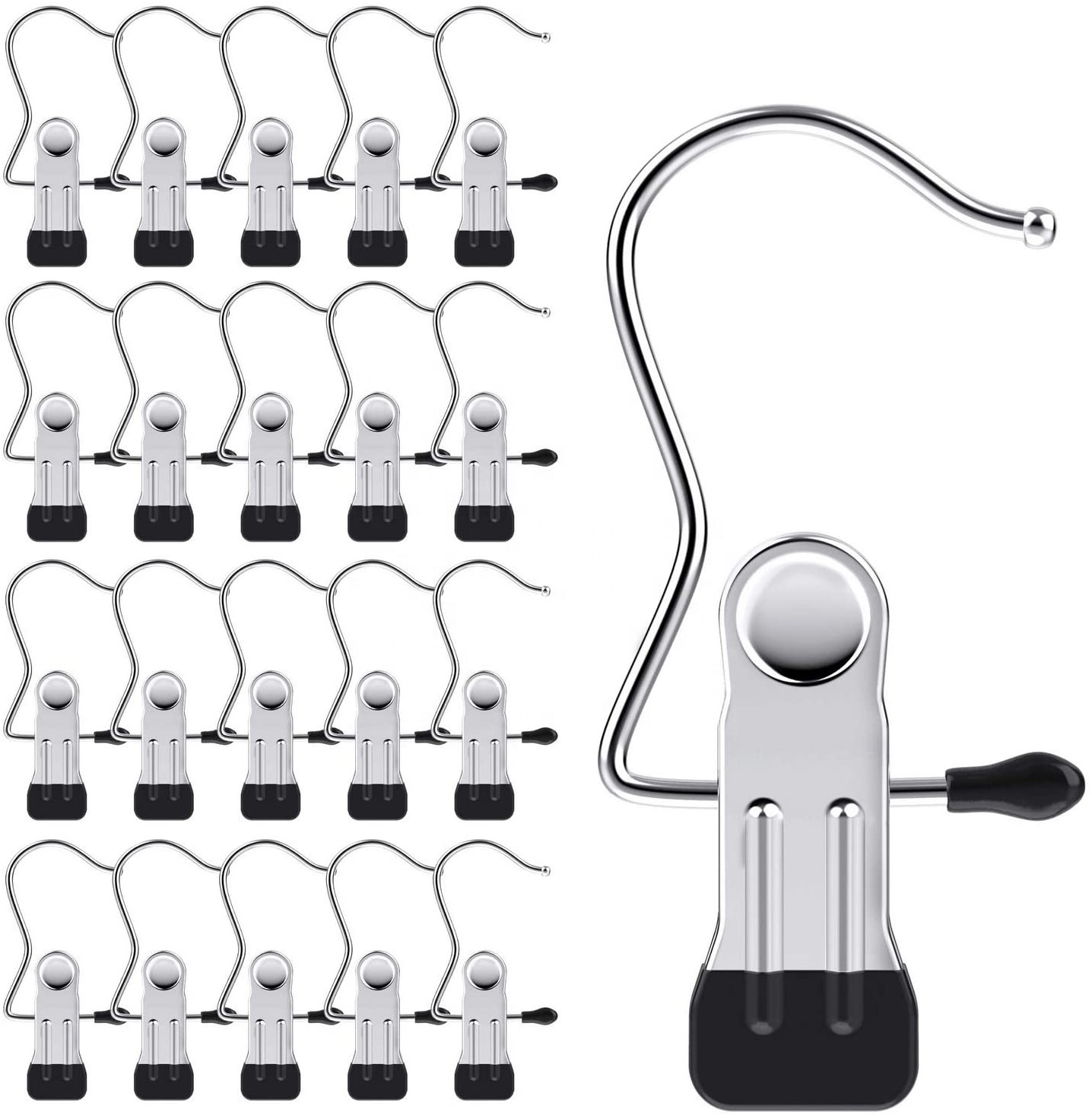 Portable Metal Laundry Hook Hanging Clothes Pin Boot Shoe Hanger Clips Curtain Holder Paper Binder Clips Closet Organizer