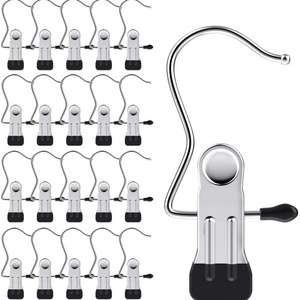 Portable Metal Laundry Hook Hanging Clothes Pin Boot Shoe Hanger Clips Curtain Holder Paper Binder Clips Closet Organizer