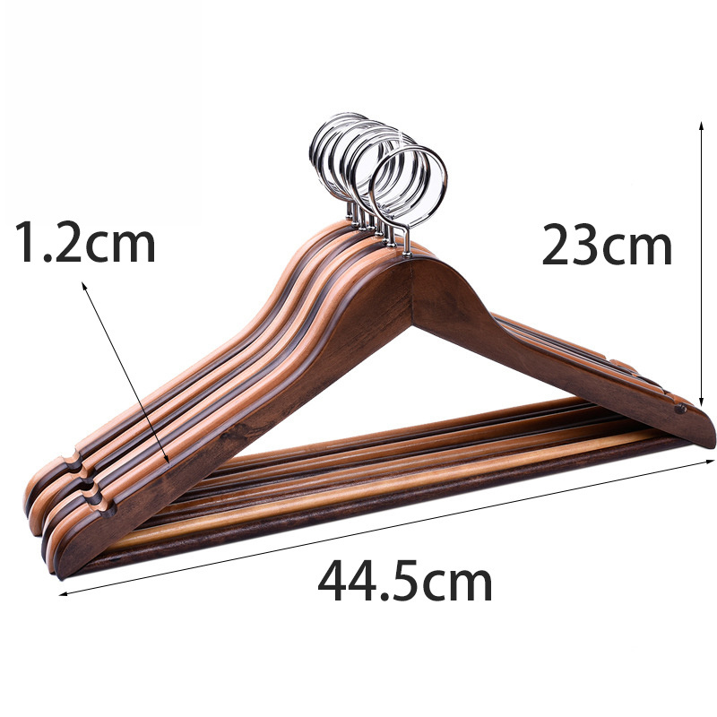 Anti-Ring Wooden Hotel Coat Hangers Rack with Metal Security Hook for Jackets Shirts Dresses