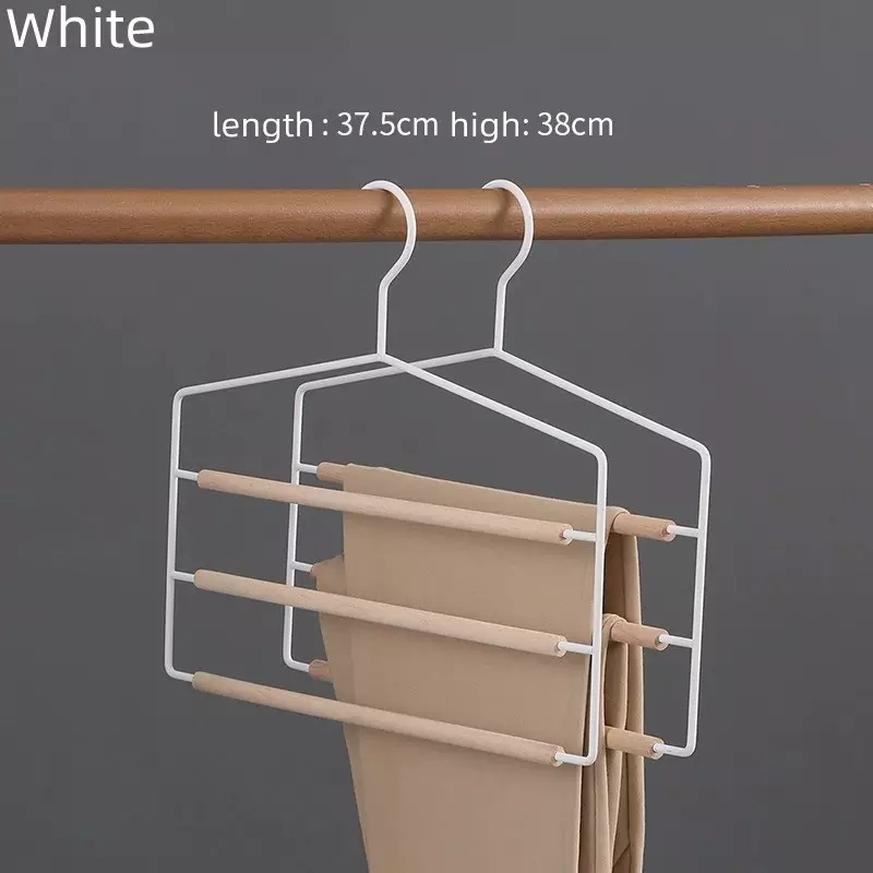 IANGO Metal Hangers Rack 3-tier Closet Storage Organizer Non Slip Space Saving Scarf Ties Pants clothes Hangers With Wood Bar