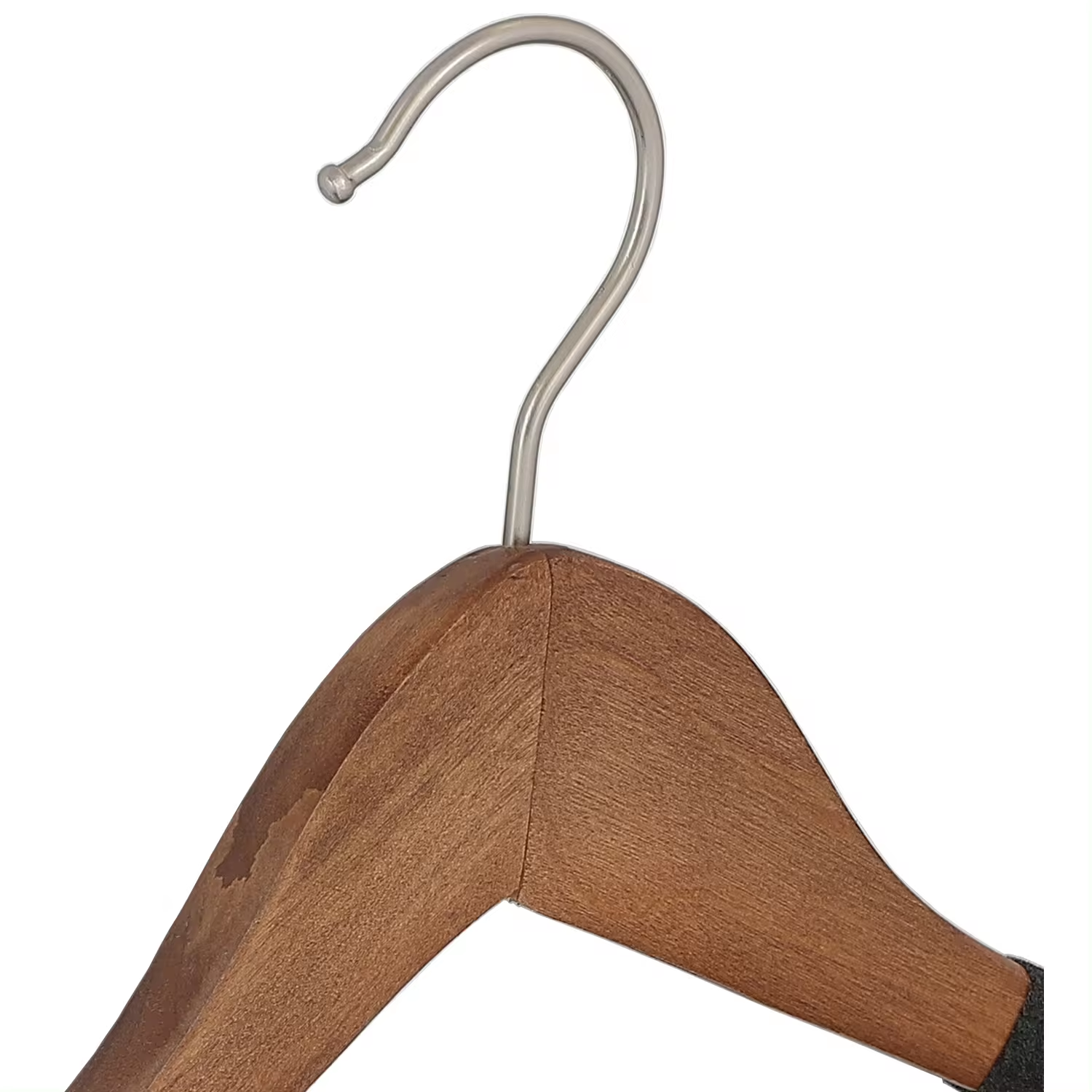 Customized Deluxe Customs Wide Shoulder Wood Hangers Flocking Coat Suit Jacket Clothes Hangers With Wooden Velvet Bar