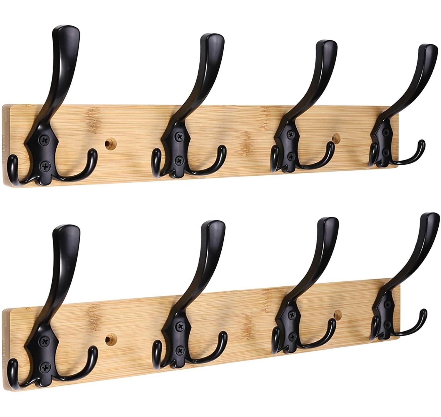 Solid wood hook with 4 hooks  placed behind the door or in the bathroom to hang bags hats clothes and bath towels