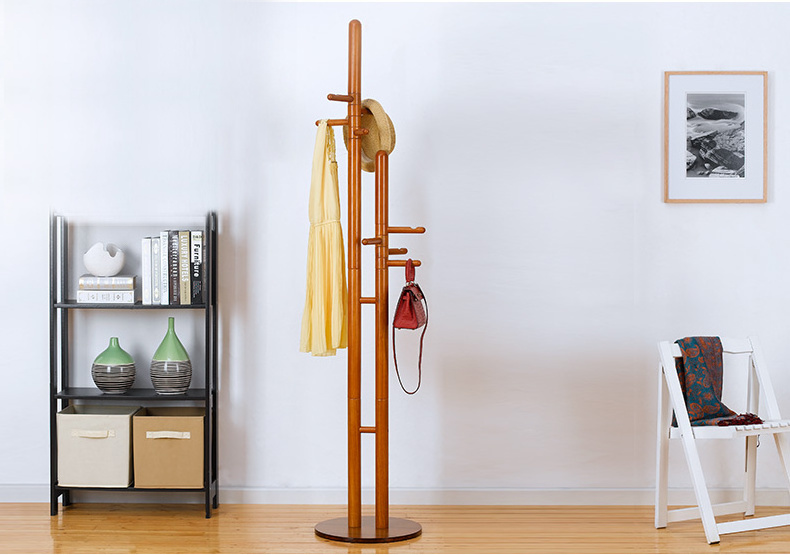 Solid wood durable Double pole coat rack