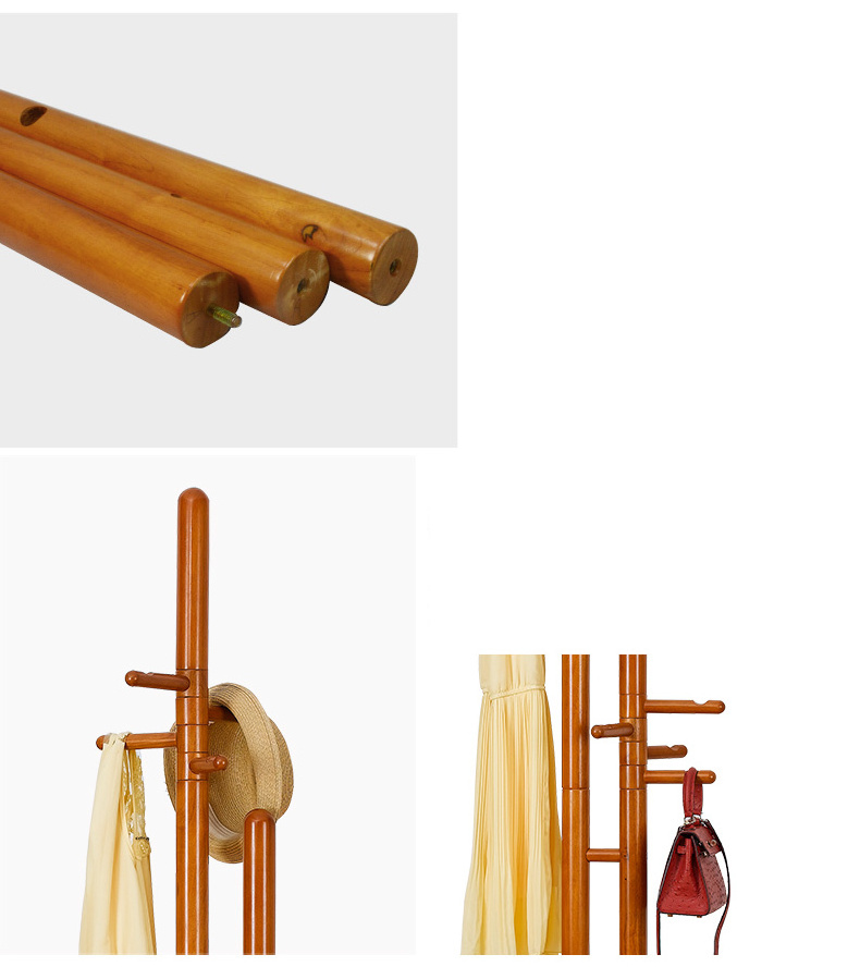 Solid wood durable Double pole coat rack