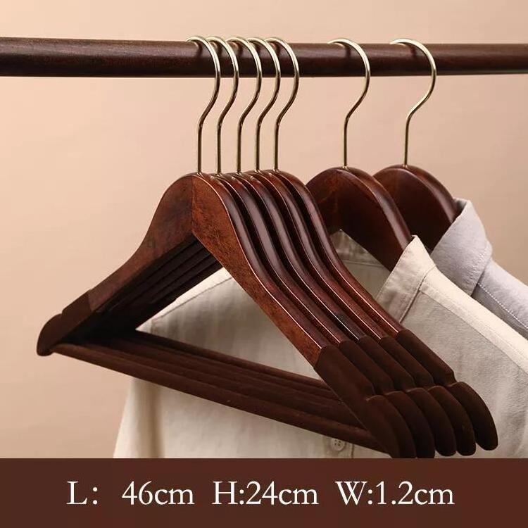 Manufacturer customized luxury suit jacket  wooden hanger with widen velvet shoulder