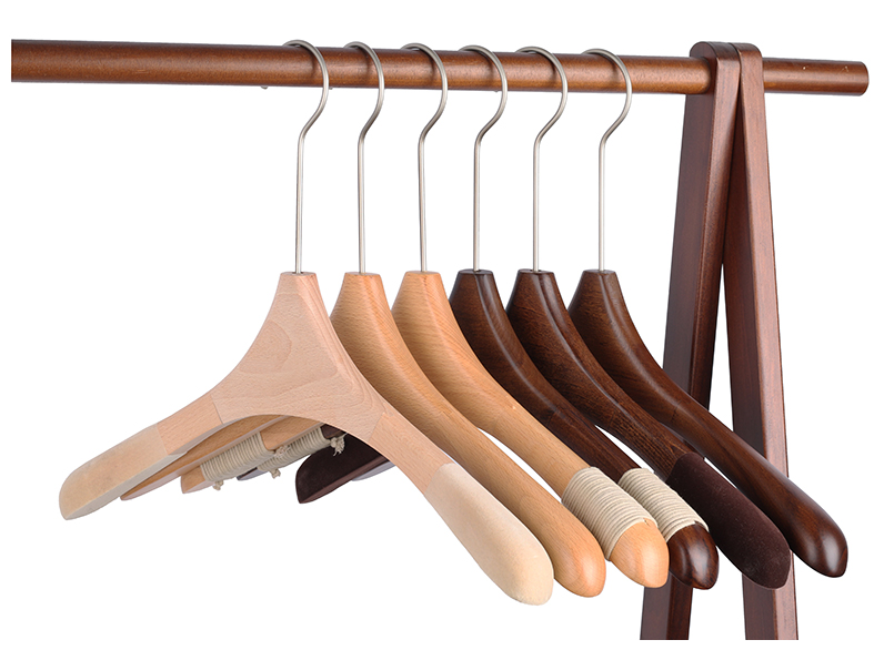 IANGO Luxury Durable Wooden Top Extra Long Hook Clothes Hanger Shirt Coat Suit Hanger Shop Store Display Fixture Wooden Hanger