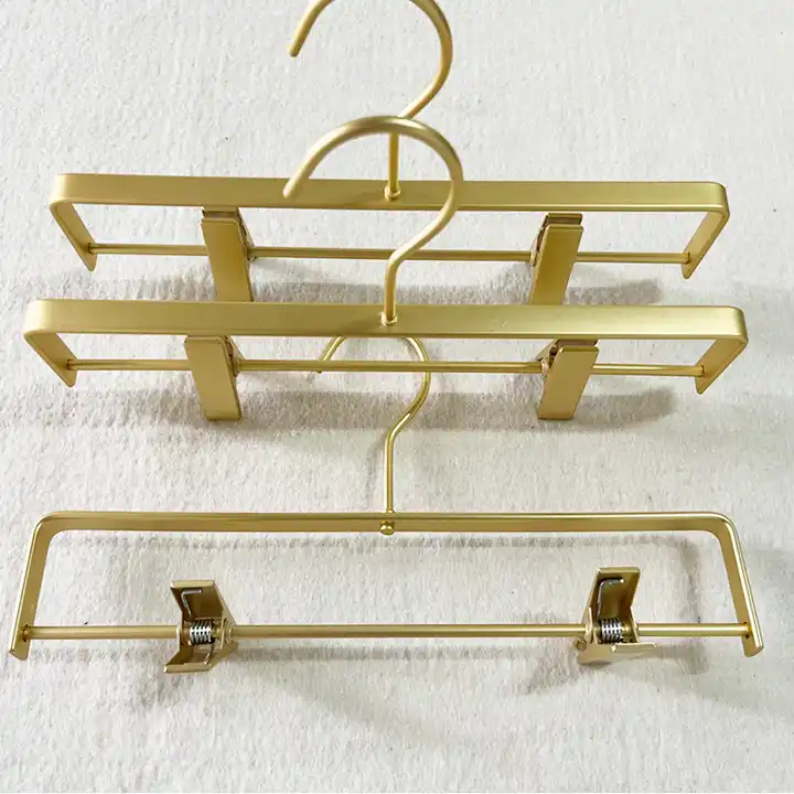 High Quality Gold Aluminum Metal Hangers Skirts Pants Trousers-for Clothing Store Living Room Laundry Use-Golden Hangers Coats