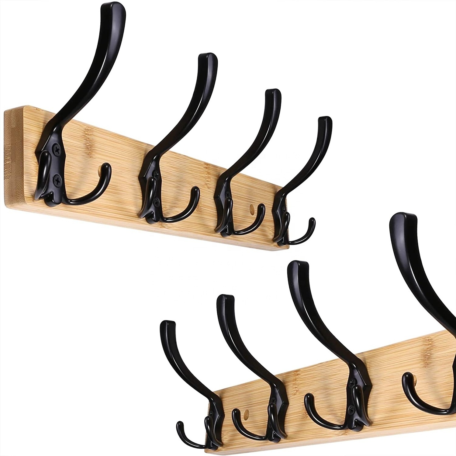 Solid wood hook with 4 hooks  placed behind the door or in the bathroom to hang bags hats clothes and bath towels