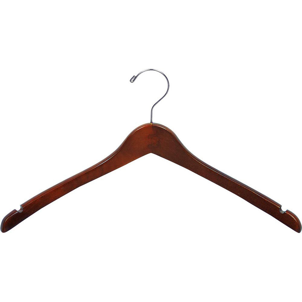 Natural Wood Suit Hangers with Non Slip Pants Bar 360 Swivel Hook and Shoulder Notches for Camisole Jacket Pants