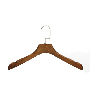 Natural Wood Suit Hangers with Non Slip Pants Bar 360 Swivel Hook and Shoulder Notches for Camisole Jacket Pants