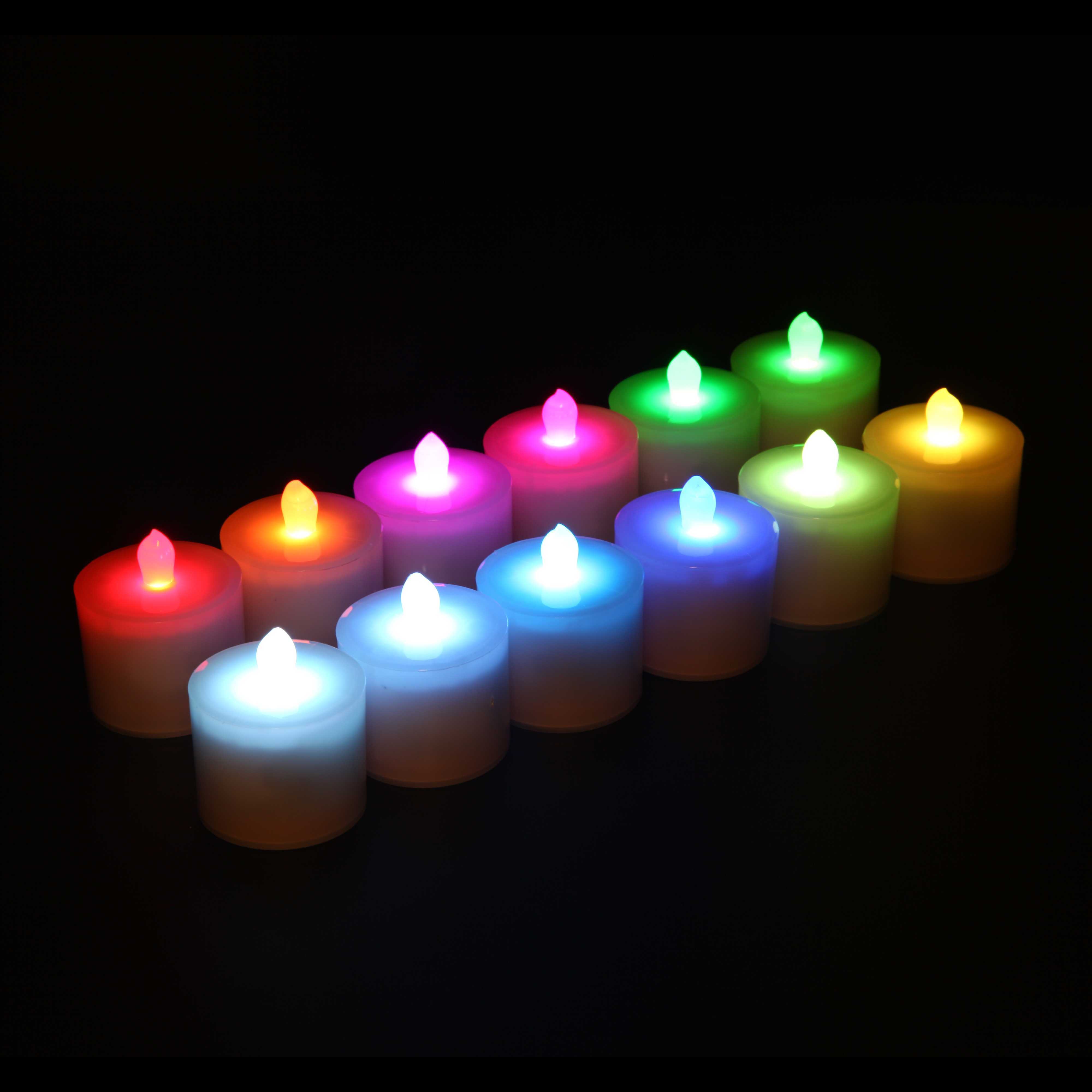 12PCS Retro Style Rechargeable LED Pillar Candles RGBW Tea Light With Charging Station