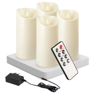 12PCS/SET Remote Control LED Candles Electric Real Wax Pillar Flameless Candles