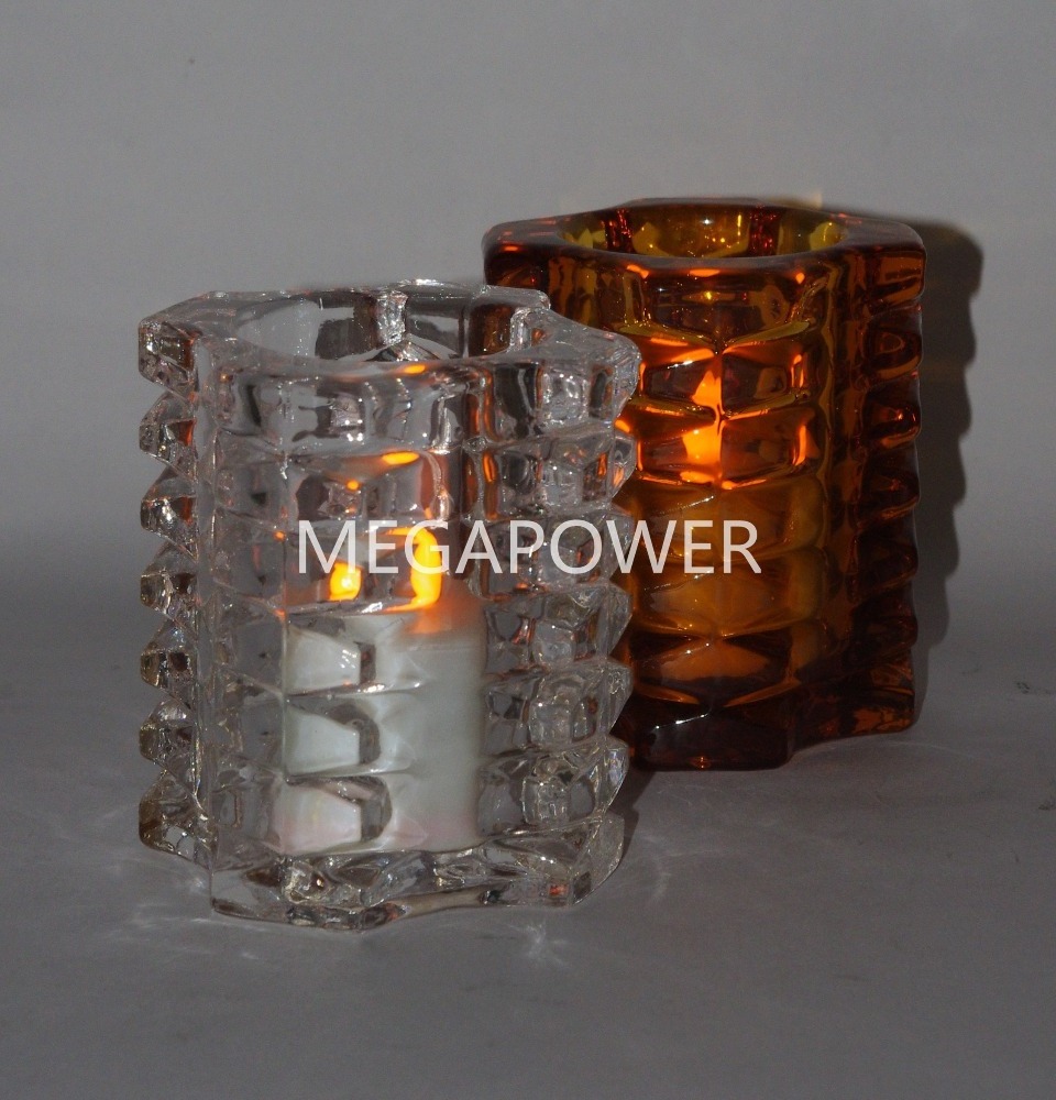 Amber Glass Votive Candle Holders