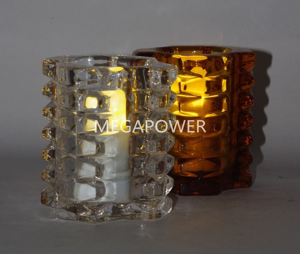 Amber Glass Votive Candle Holders