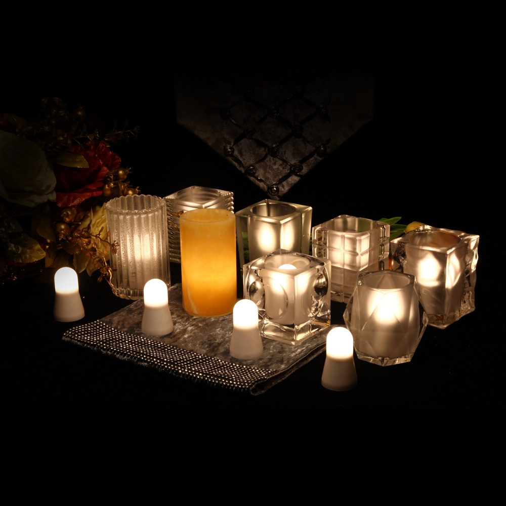 New Flameless Tealight Rechargeable Cordless LED Candle Light With Remote 12pcs Inductive Charging Station