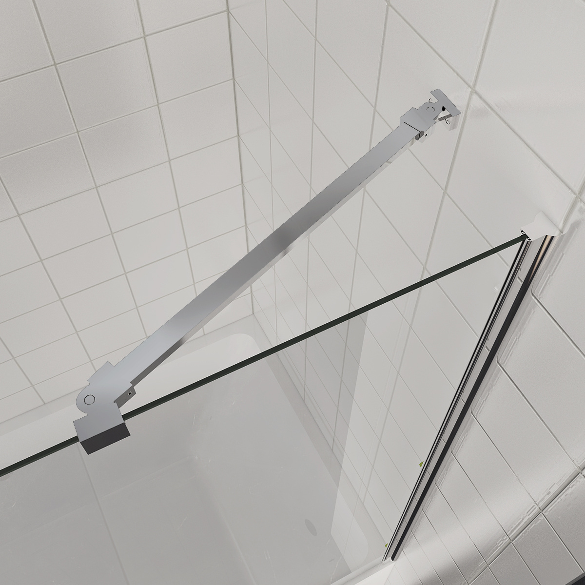 Hot selling frosted walk in shower screen tempered glass with bathroom shower supporting bar shower doors