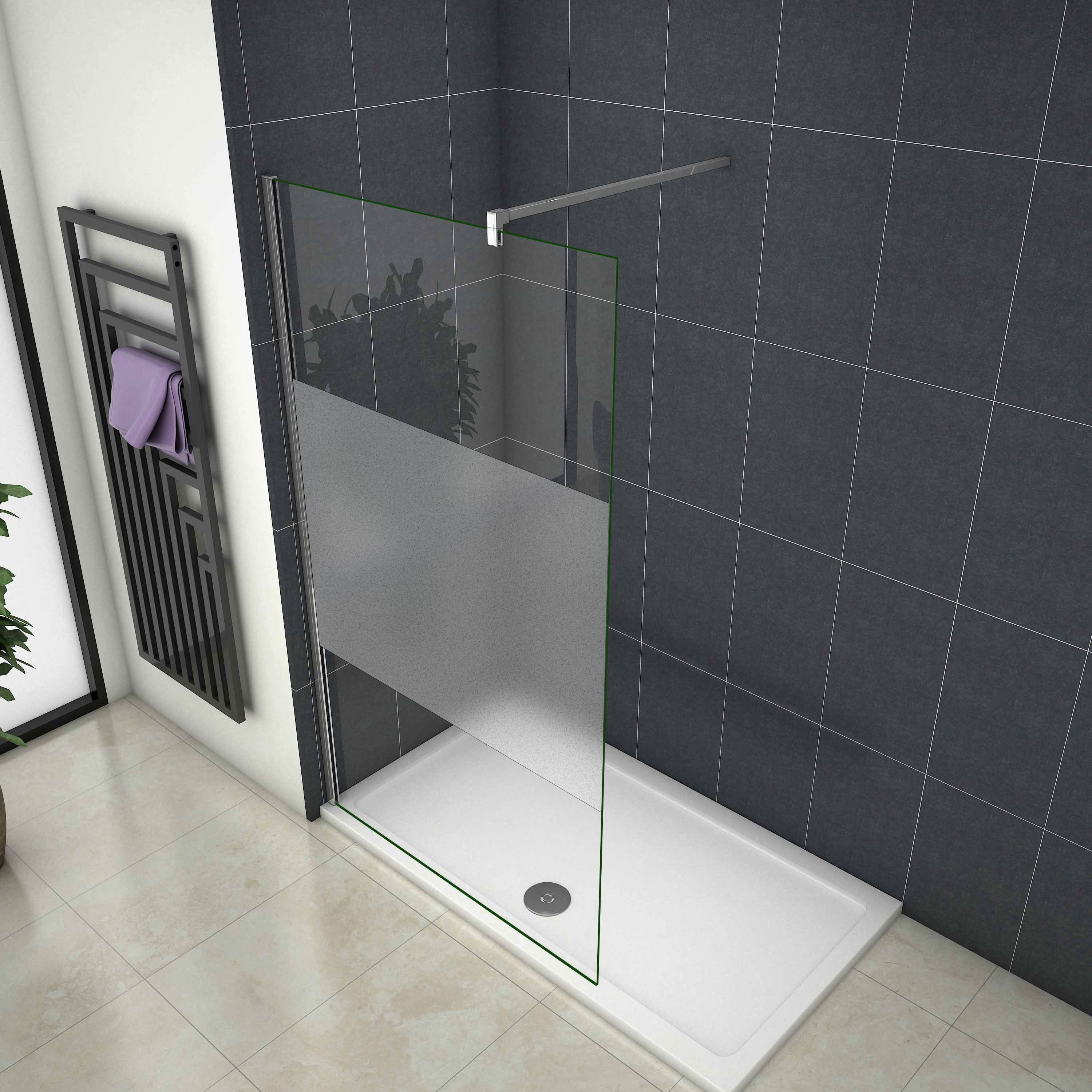 Hot selling frosted walk in shower screen tempered glass with bathroom shower supporting bar shower doors