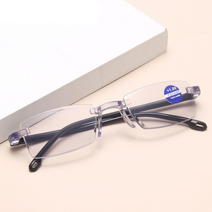 Fashion Cut Edge Anti Blue Light Presbyopia Glasses Rimless Temperament Elegant Elderly Glasses Plastic Frame Reading Glasses