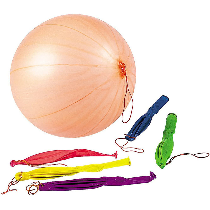 Inflatable Racket Ball Collision Elastic Latex Balloon Toy Birthday Party supplies Bounce Perforated Balloon