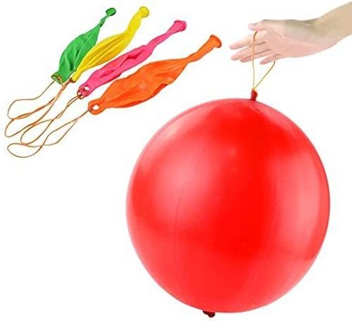 Inflatable Racket Ball Collision Elastic Latex Balloon Toy Birthday Party supplies Bounce Perforated Balloon