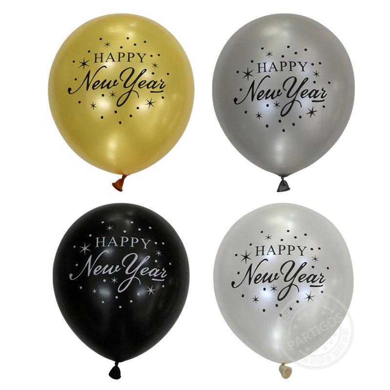 Happy New Year Foil Balloon English Happy New Year Party Spanish Bottle Balloon Decoration Supplies 18 inch Round Ball