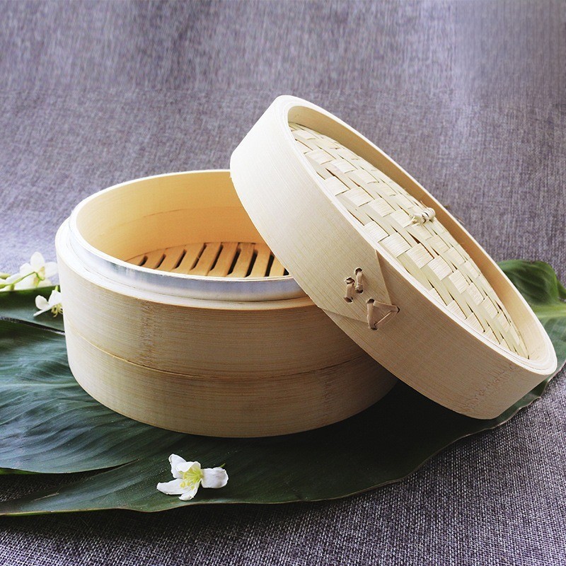 Wholesale Chinese Dim Sum Bao Bun Sushi Rice Mini Bamboo Food Steamer 10 Inch 2 Tier Bamboo Steamer Basket