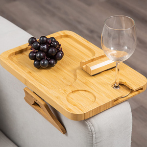 Sofa Arm Tray Clip Table Bamboo Sofa Couch Armrest Tray Couch Sofa Caddy Non Slip Cup Bottle Holder