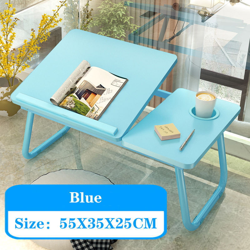 Multifunction MDF Folding Computer Desk Adjustable Lap Bed Tray Laptop Table with Cup Holder for Home Office