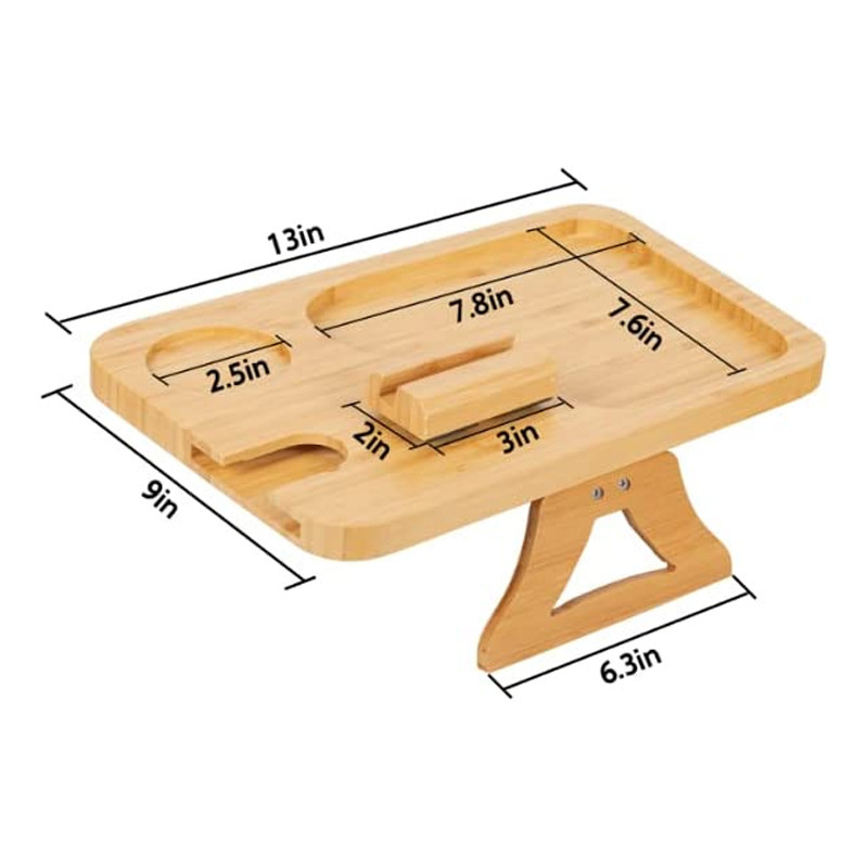 Sofa Arm Tray Clip Table Bamboo Sofa Couch Armrest Tray Couch Sofa Caddy Non Slip Cup Bottle Holder