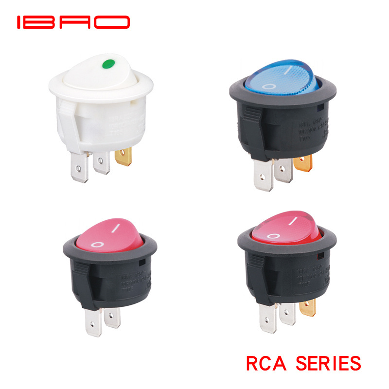 6A illuminated rocker switch light T125 250VAC with red light KCD3 Single pole rocker switch 10A