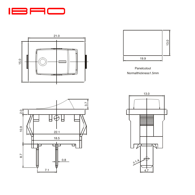 DPDT Switch head/square head 2 pin /3 pin boat switch all series selectable types on-off-on/on-off rocker switch