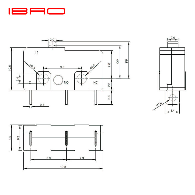 IBAO CNIBAO MAC Series Electrical Miniature Snap Action Spdt Micro Switch Limit Switch 10A 125/250VAC 25T125 5E4 Μ -25~125°C CE