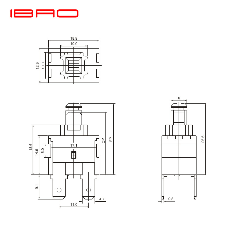 IBAO CNIBAO PAD Series Self-locking push button switch  2pin