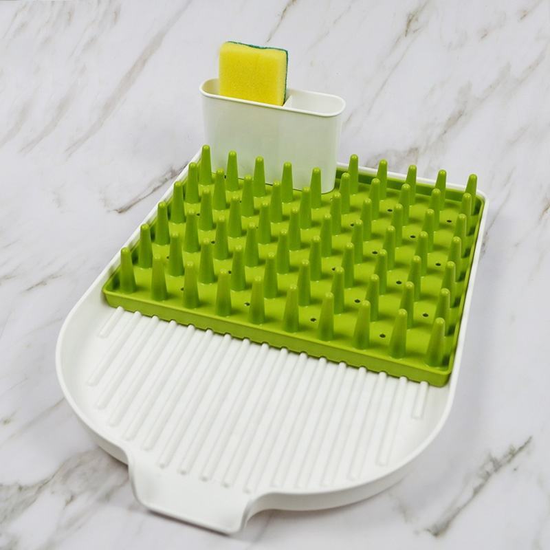 Plastic Large Dish Drainer With Drip Tray Cutlery Holder Kitchen Sink Rack Plat and cup and bowls