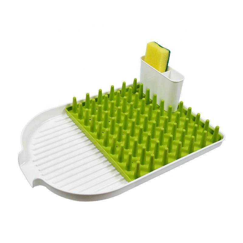 Plastic Large Dish Drainer With Drip Tray Cutlery Holder Kitchen Sink Rack Plat and cup and bowls