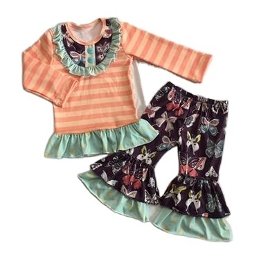 Mardi Gras girl outfit ruffle legging stripe solid color shirt and pants kids holiday clothing