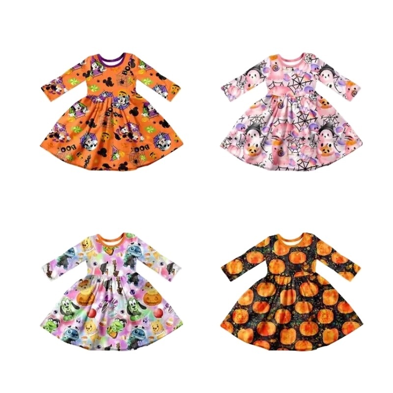 girls boutique clothing sets pumpkin embroidered design wholesale fall children clothes Halloween