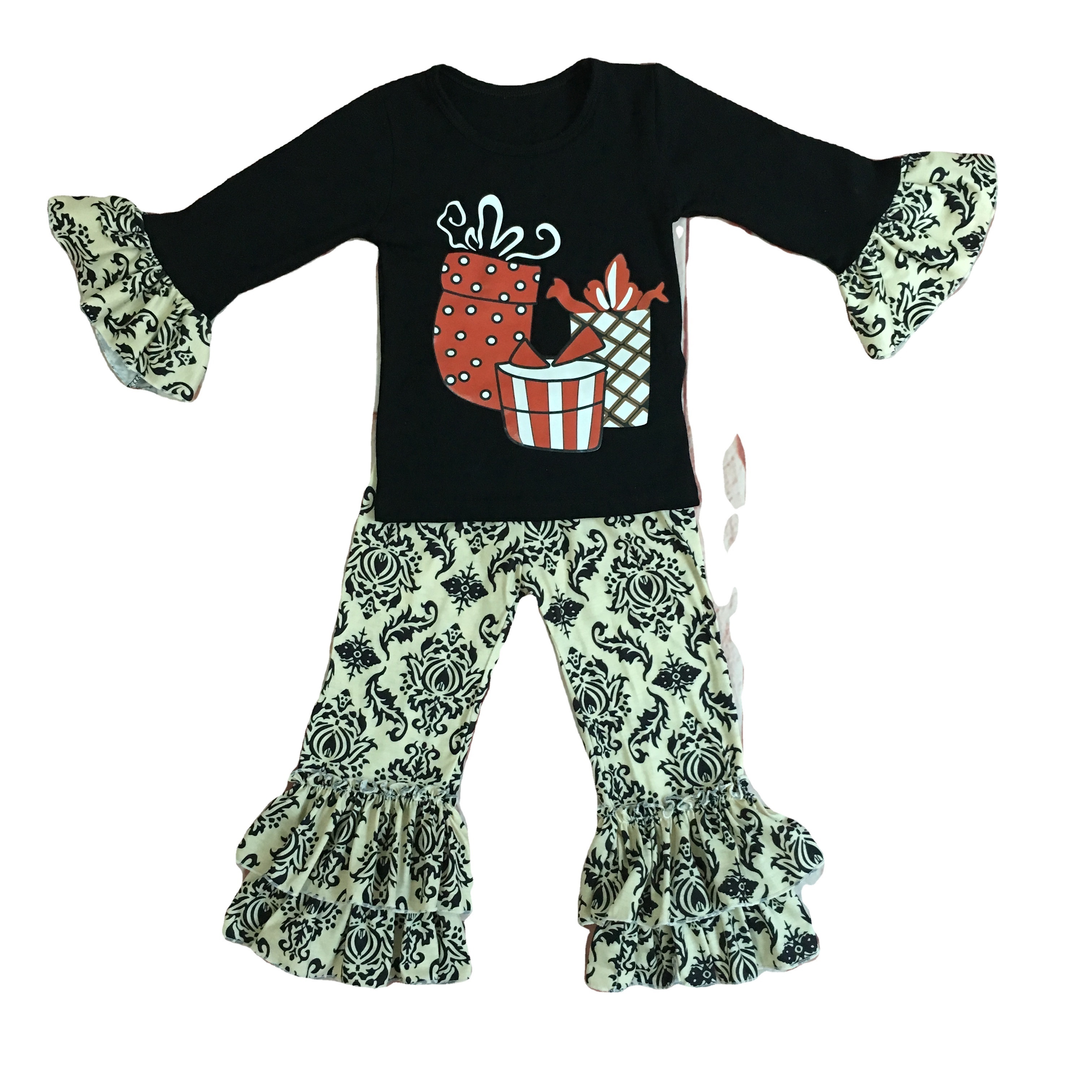 Mardi Gras girl outfit ruffle legging stripe solid color shirt and pants kids holiday clothing