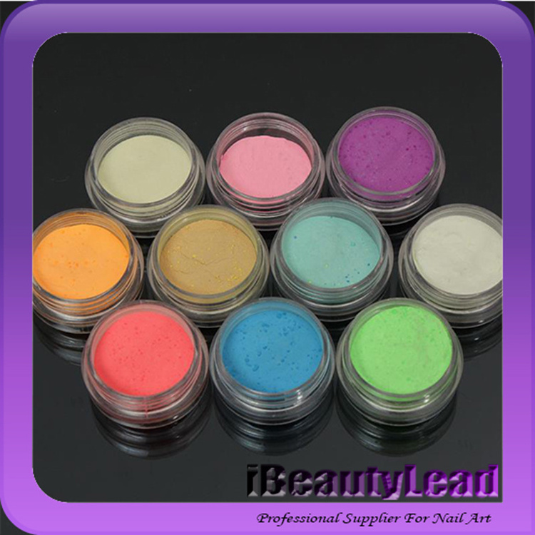 NEW Random 10 pcs Neon Colors Phosphorescent Fluorescent Nail Art Powder Glow In Dark Acrylic Powder