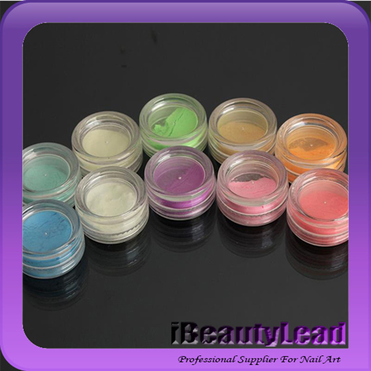 NEW Random 10 pcs Neon Colors Phosphorescent Fluorescent Nail Art Powder Glow In Dark Acrylic Powder