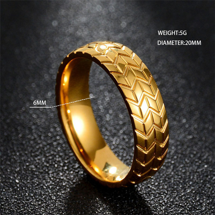 Creative Funny Design Engraved Tire Cool Men Ring 2017 New Items Titanium Steel Ring