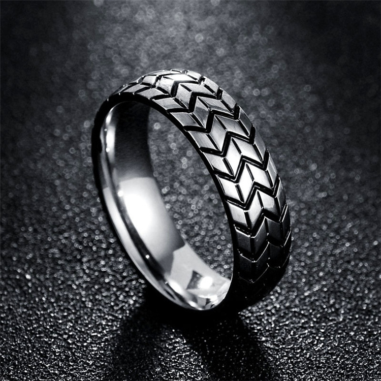 Creative Funny Design Engraved Tire Cool Men Ring 2017 New Items Titanium Steel Ring