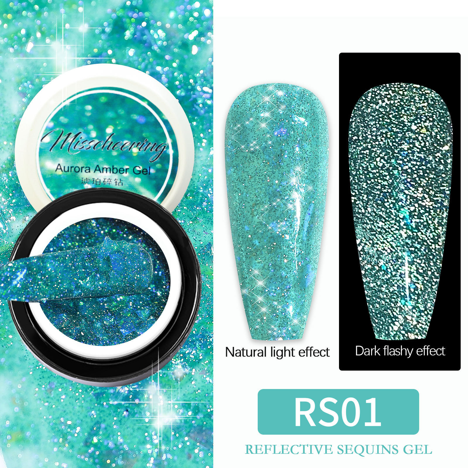 8 Color Aurora Amber Nail Gel Super Shiny Diamond Nail Polish Glue Soak Off Buling Glaze Diamond Glitter Sequin  UV Gel