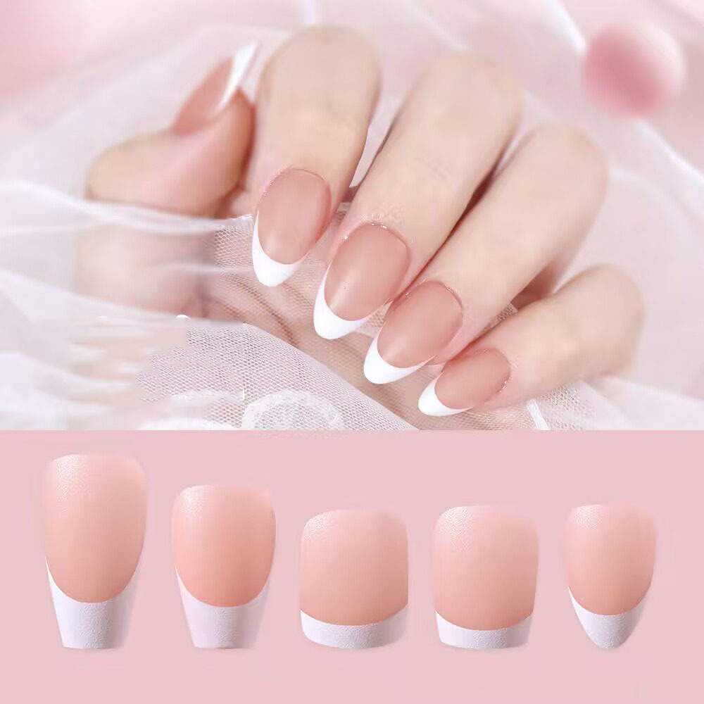 3 In 1 Private Label Full Cover French Toe Press On Nail Tips Handmade Premade Designed Full Cover Soft Gel Nail Tips