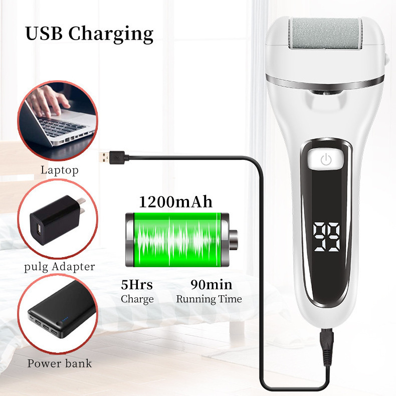 USB Rechargeable Foot Scrubber Hard Dead Skin Foot File Shaver Professional Vacuum Electric Callus Remover for Feet