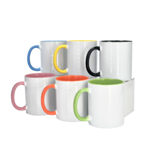 US warehouse 11oz Sublimation heart shaped handle colorful Bone China ceramic cup customization logo printing mugs